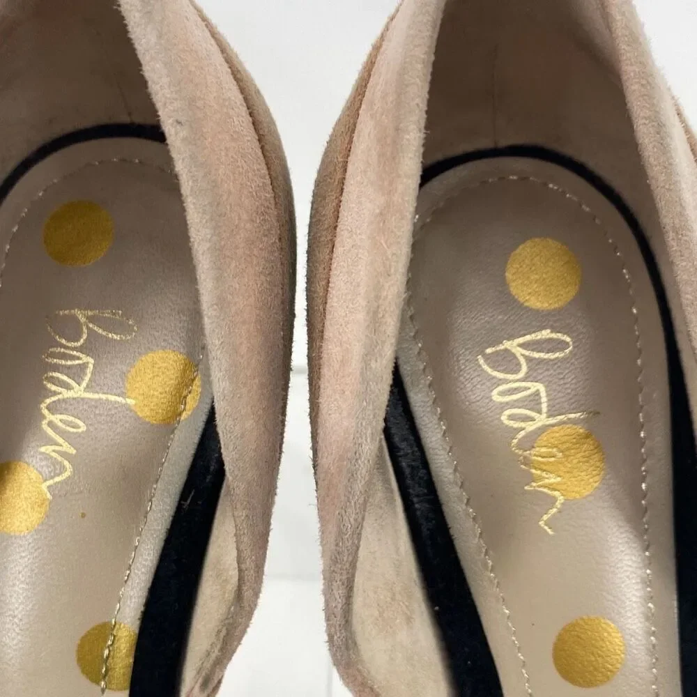 Boden Women's Henrietta Pointed Toe Suede Heels 3 Tone Black Beige Blush Size 38